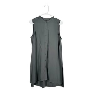 Eileen Fisher Sleeveless Gray Button-Up Tunic